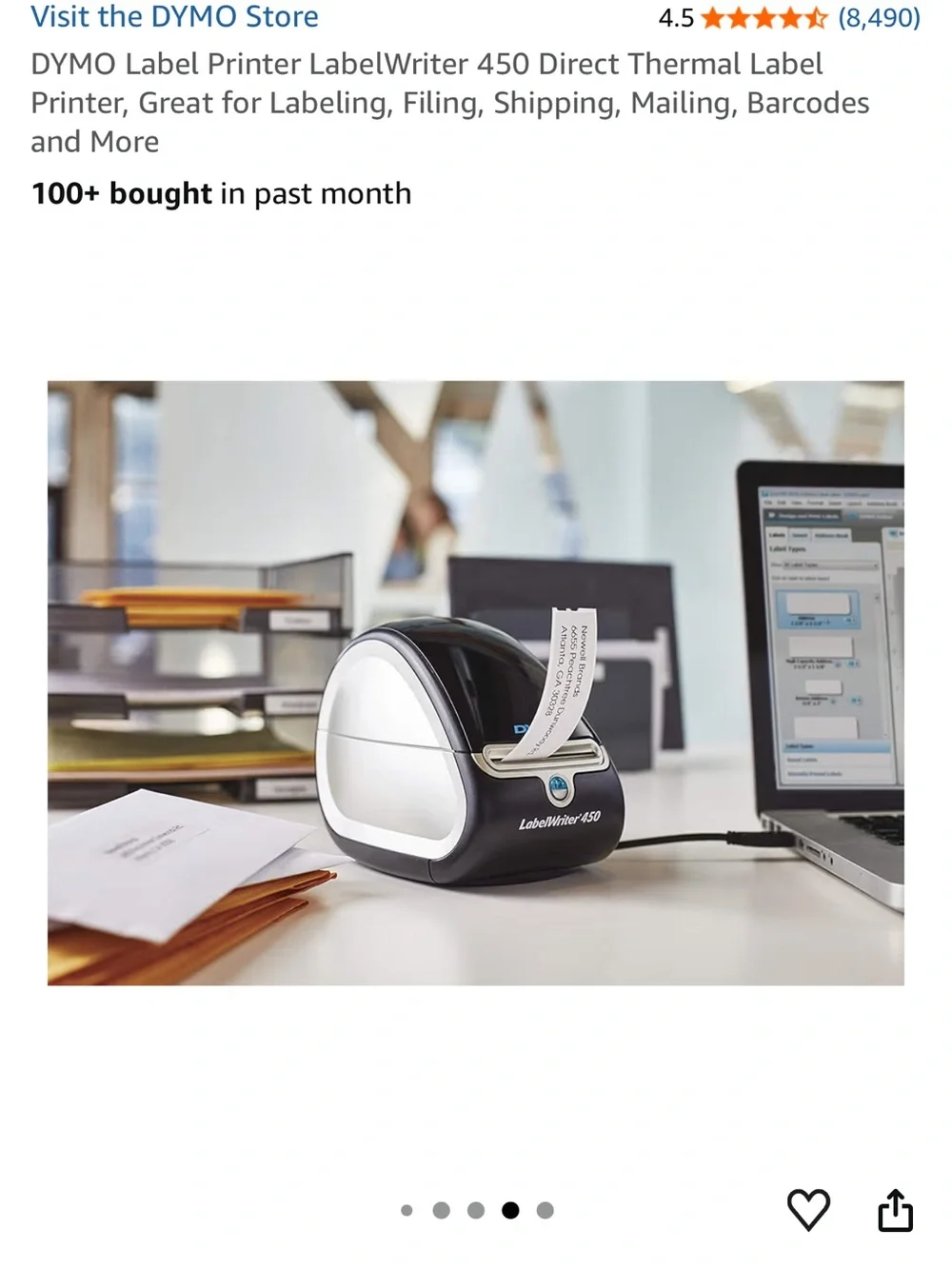 Dymo LabelWriter 450 - Black & Silver Desktop Label Printer